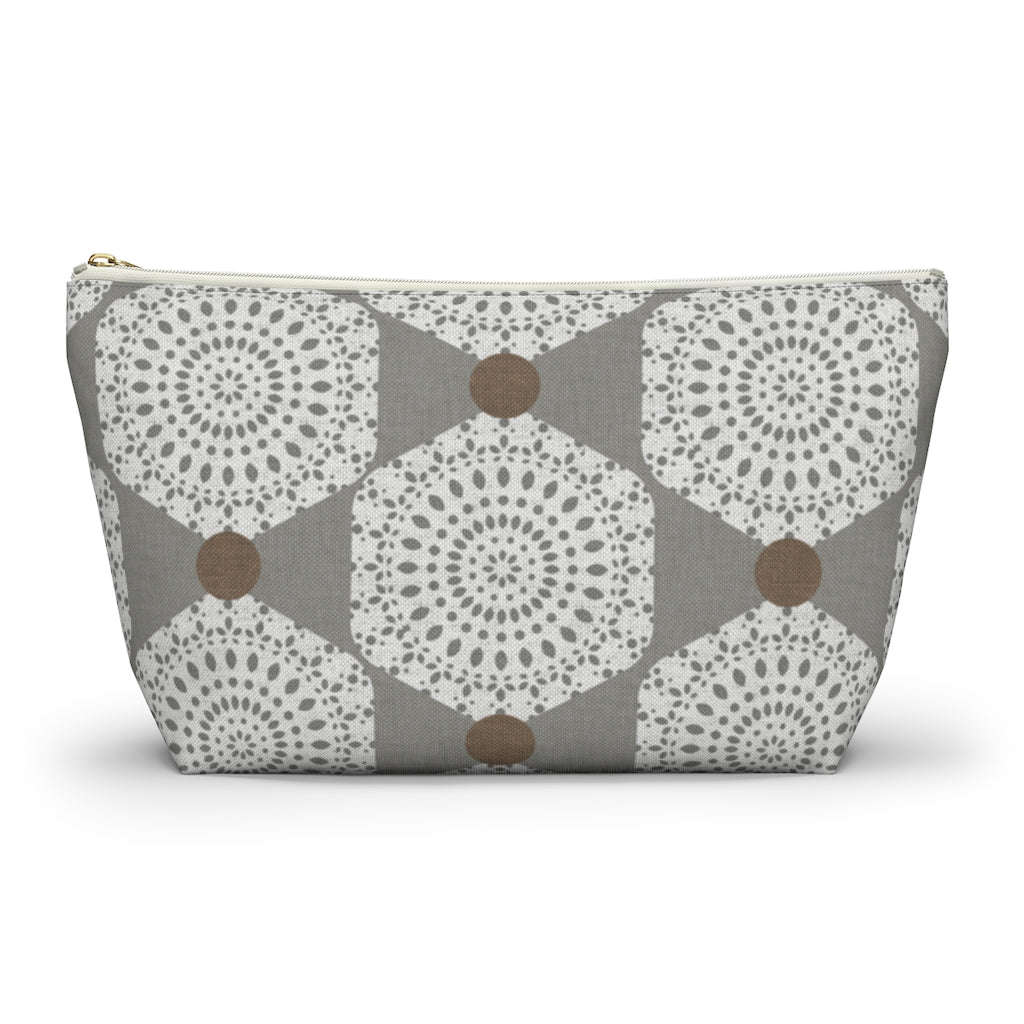 Lace Hexagon Accessory Pouch w T-bottom in Gray