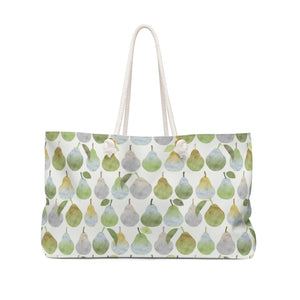 Watercolor Pears Weekender Bag in Green