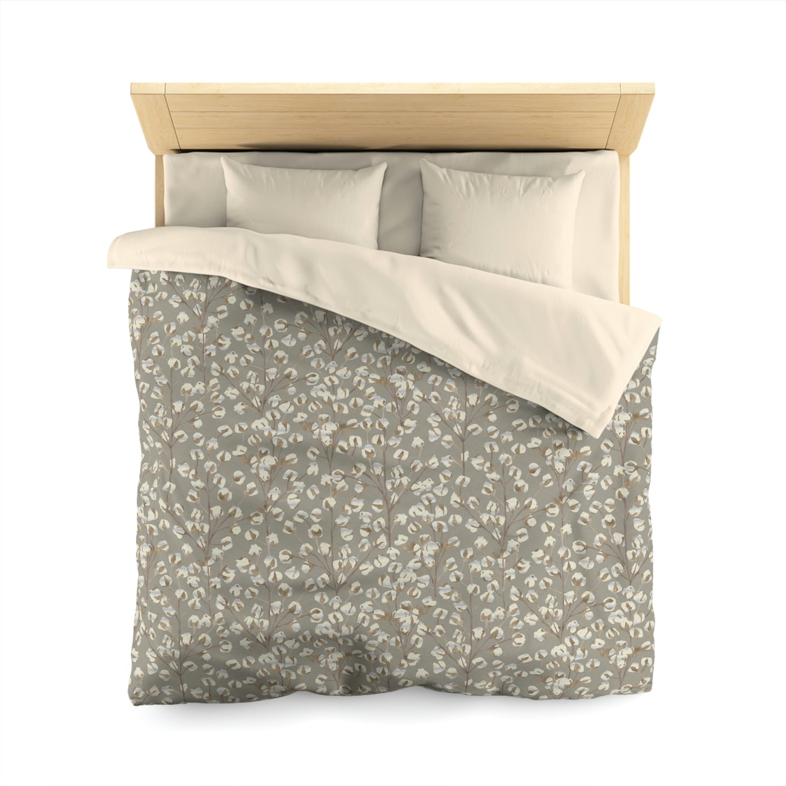 Cotton Branch Microfiber Duvet Cover in Brown