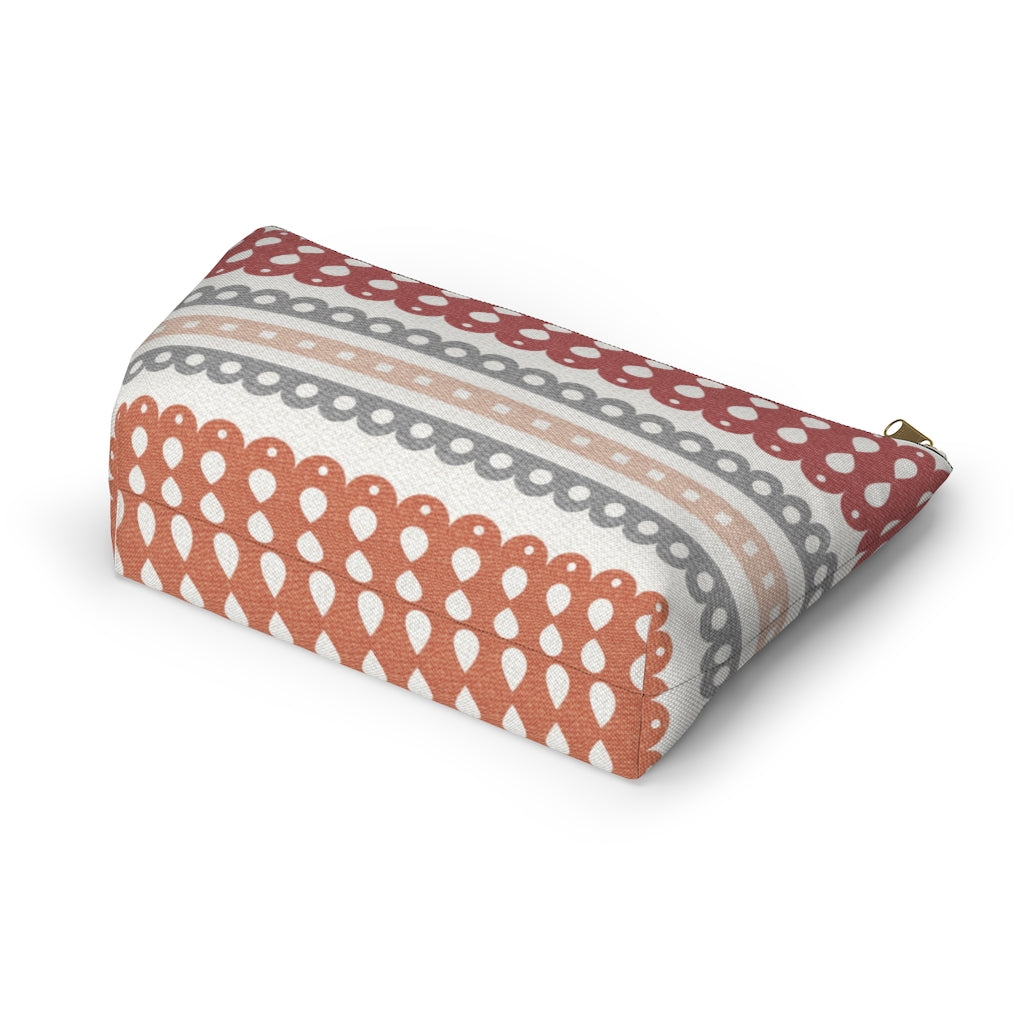 Ribbon Candy Accessory Pouch w T-bottom in Red