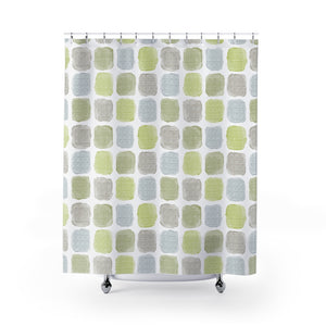 Painted Blocks Shower Curtain in Green