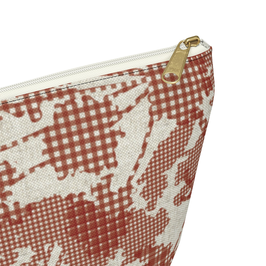 Floral Plaid Accessory Pouch w T-bottom in Red