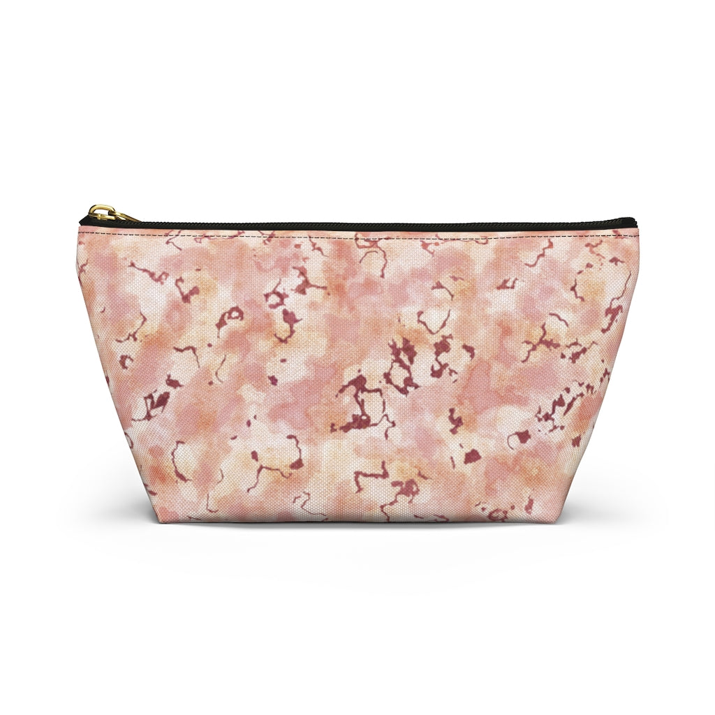 Carrara Marble Accessory Pouch w T-bottom in Pink