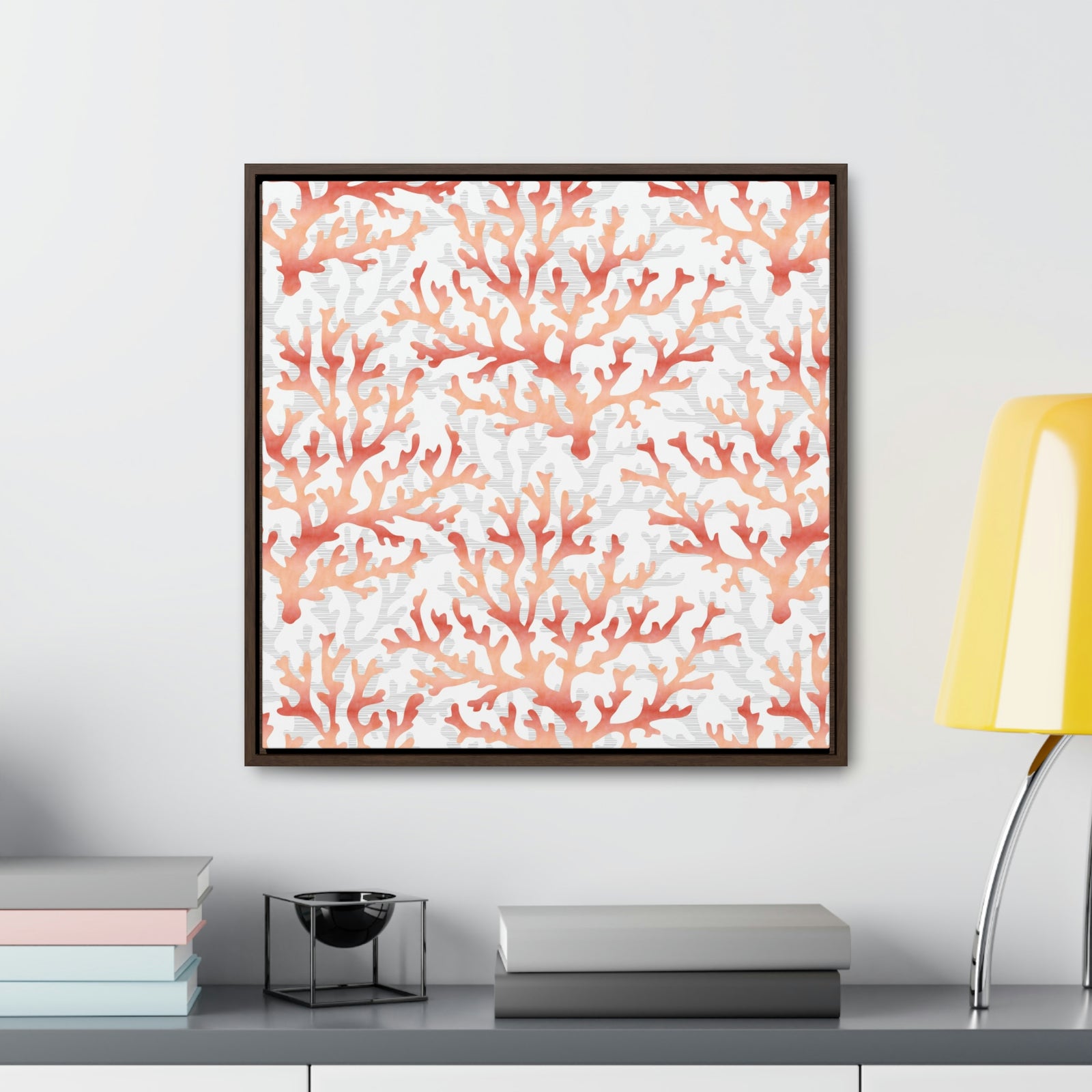 Coral Framed Gallery Wrap Canvas in Coral
