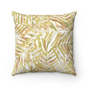 Tropic Square Throw Pillow in Gold