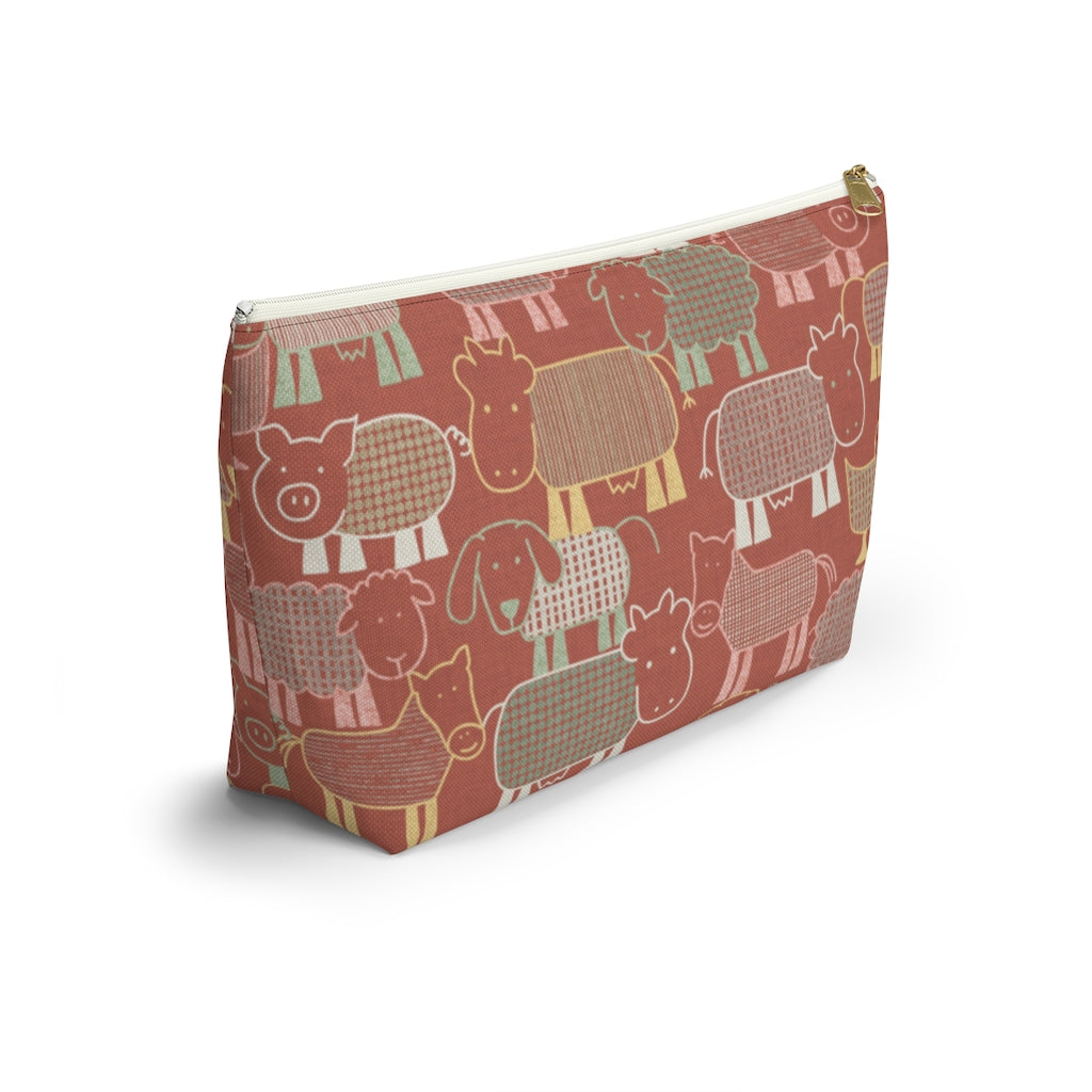 Animal Farm Accessory Pouch w T-bottom in Pink