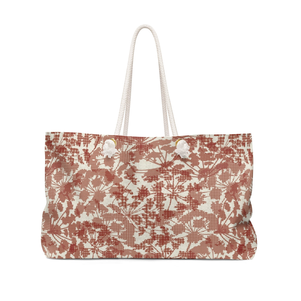 Floral Plaid Weekender Bag in Red