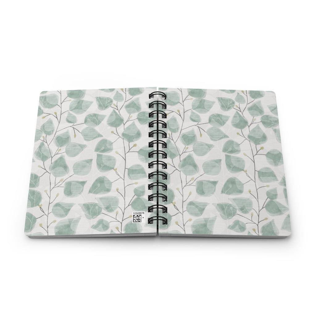 Budding Vine Spiral Bound Journal in Aqua
