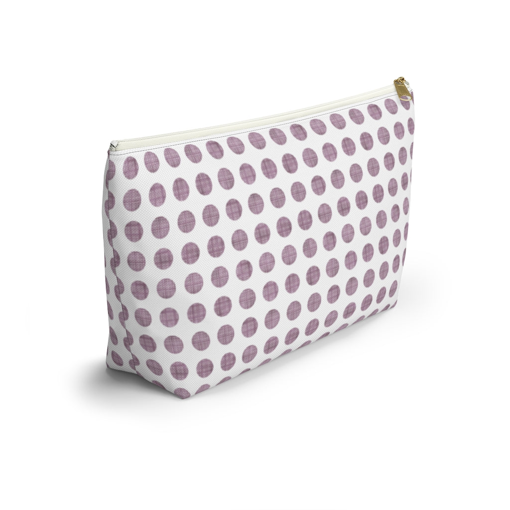Textured Polka Dots Accessory Pouch w T-bottom in Purple