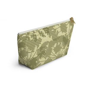 Floral Plaid Accessory Pouch w T-bottom in Green