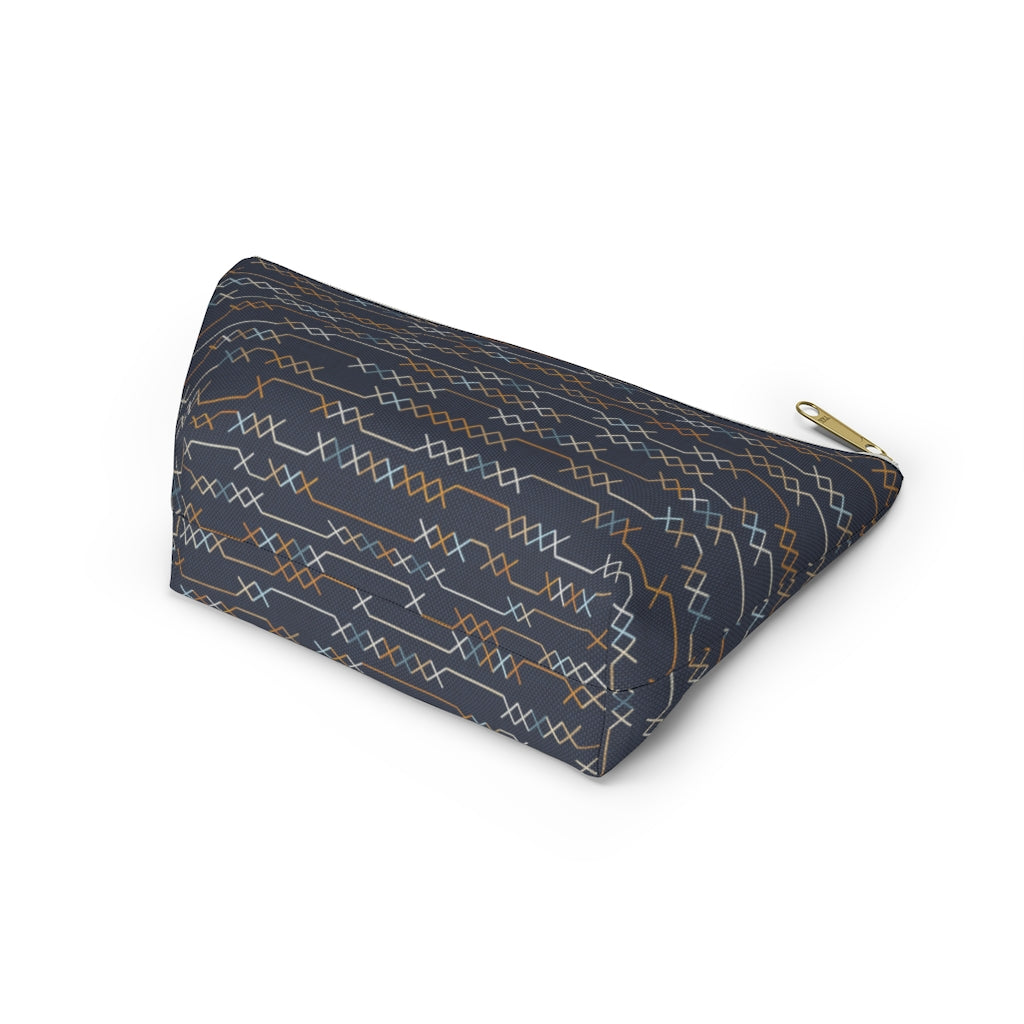 Santa Fe Stitch Accessory Pouch w T-bottom in Navy