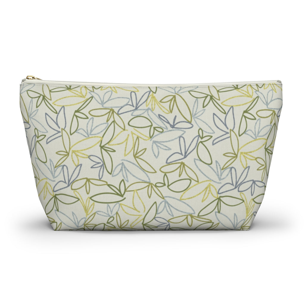 Sketch Leaf Accessory Pouch w T-bottom in Green