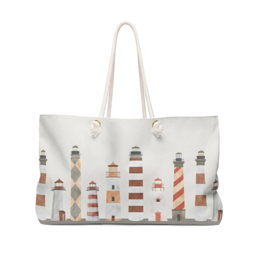 Lighthouses Weekender Bag in Coral