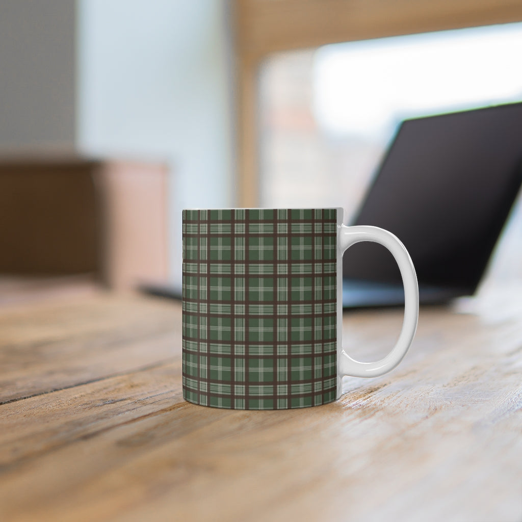 Plaid Deer Mug in Green