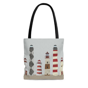 Lighthouses Tote Bag in Red