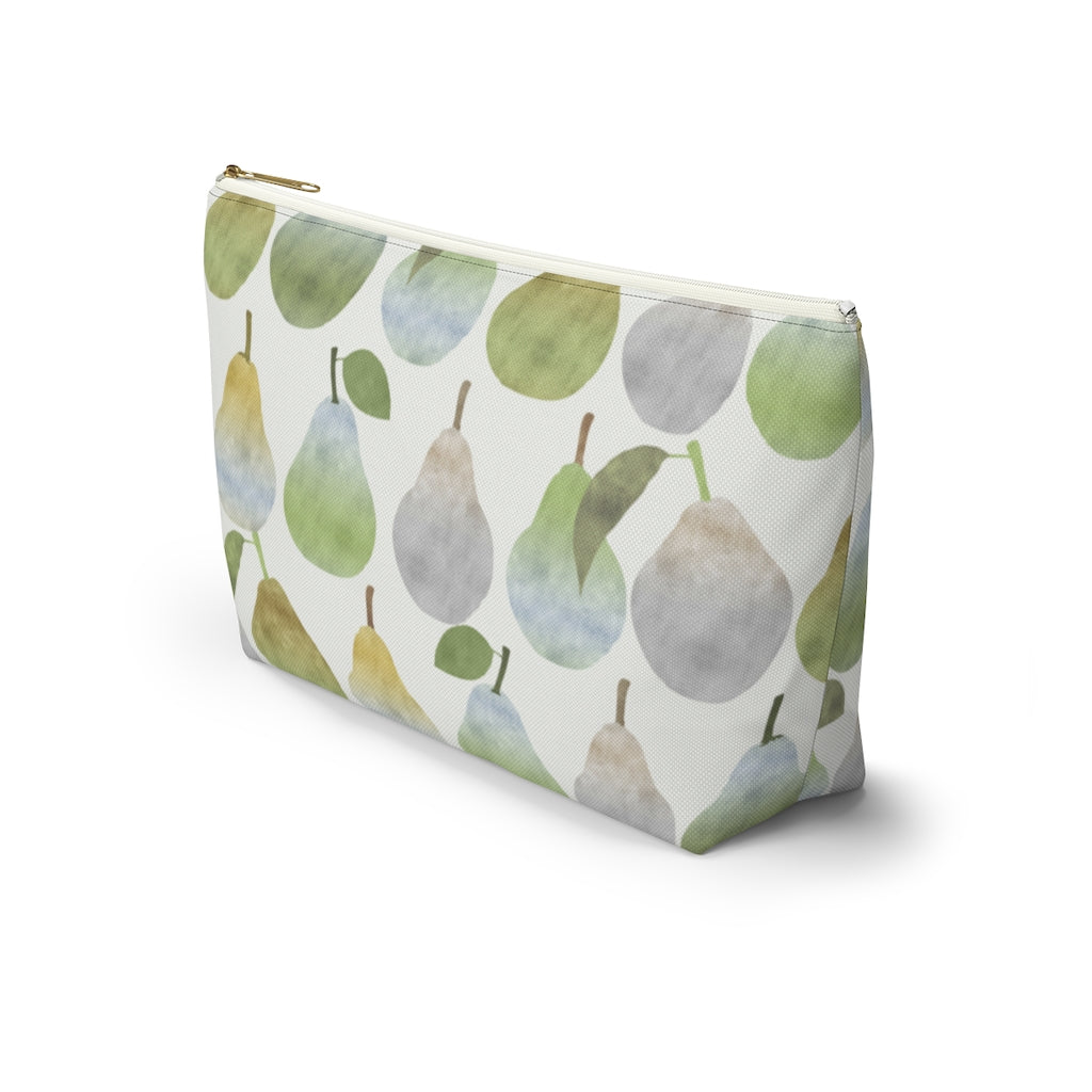 Watercolor Pears Accessory Pouch w T-bottom in Green