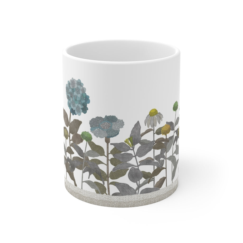 Illustrated Flowers Mug in Brown