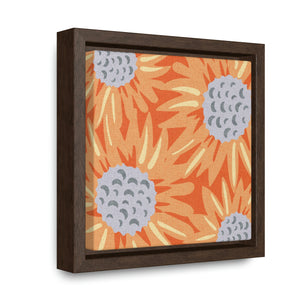 Floral Sunflower Framed Gallery Wrap Canvas in Orange