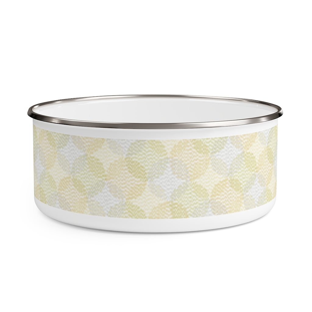Stitch Circle Overlay Enamel Bowl in Yellow