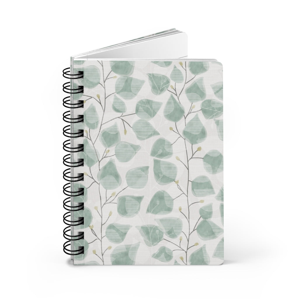 Budding Vine Spiral Bound Journal in Aqua