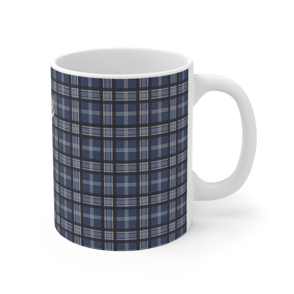 Plaid Deer Mug in Navy