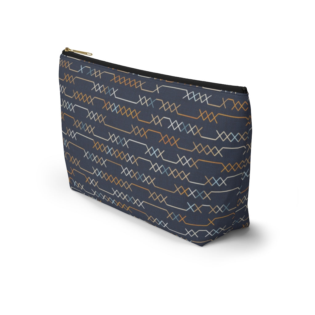 Santa Fe Stitch Accessory Pouch w T-bottom in Navy