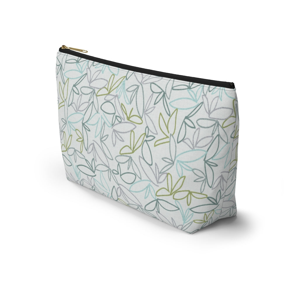 Sketch Leaf Accessory Pouch w T-bottom in Teal