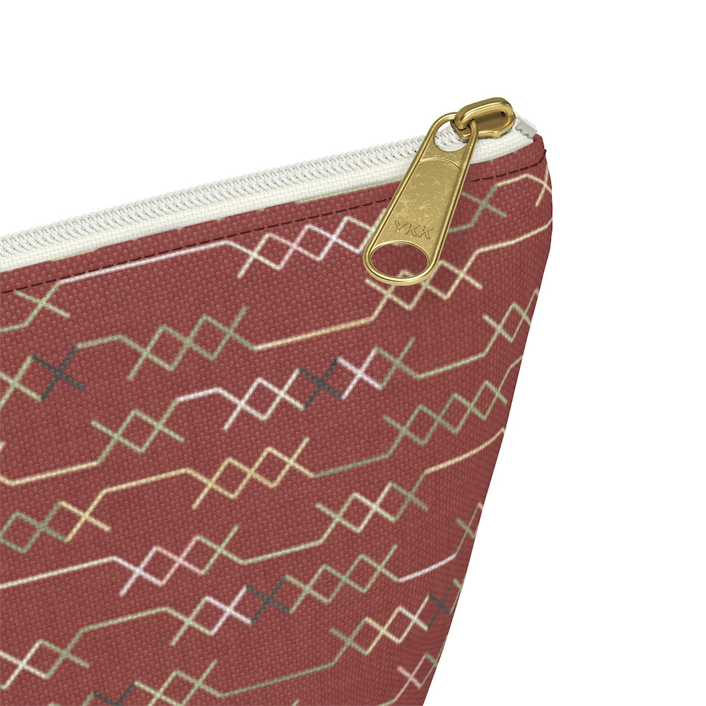 Santa Fe Stitch Accessory Pouch w T-bottom in Red