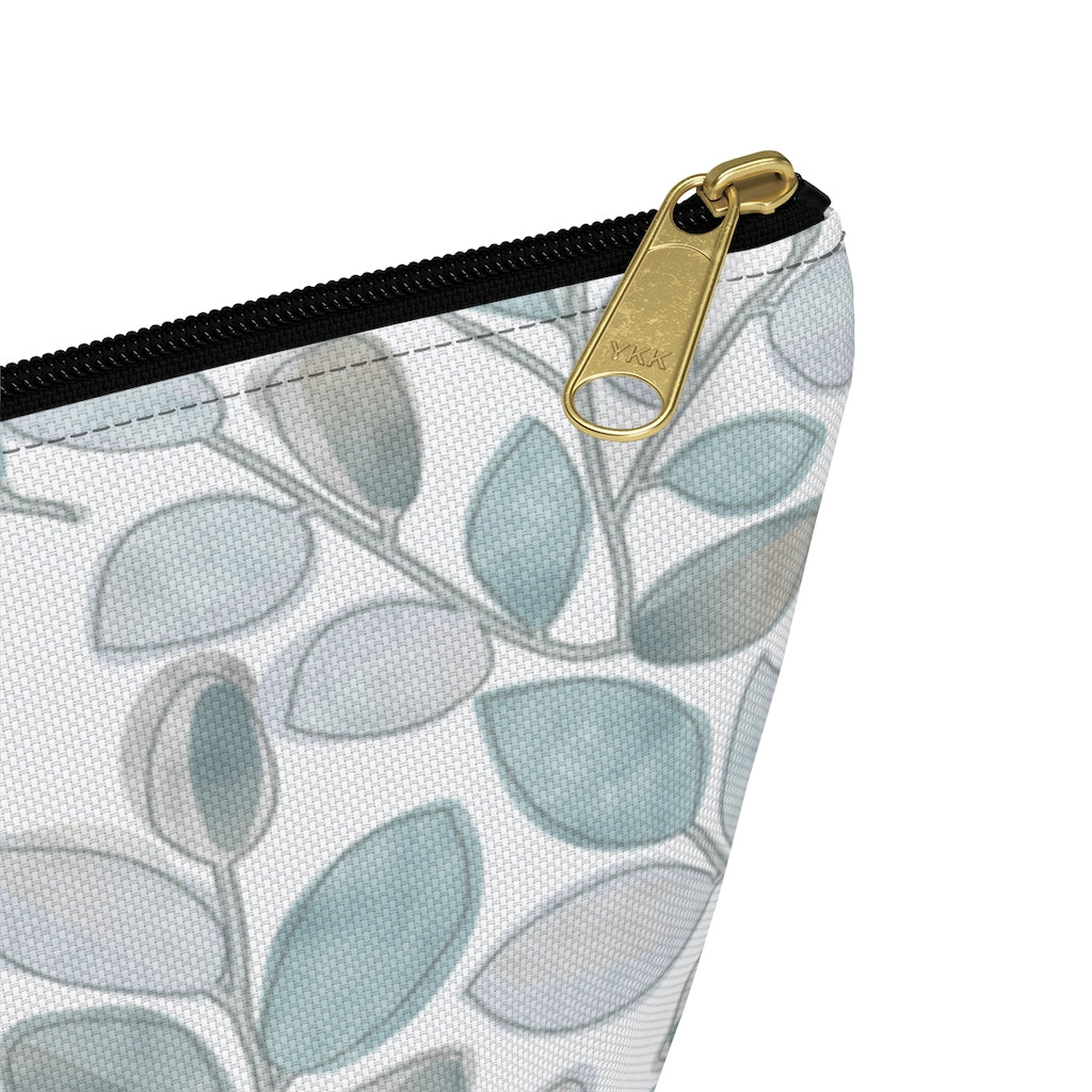 Cherry Plum Leaves Accessory Pouch w T-bottom in Aqua