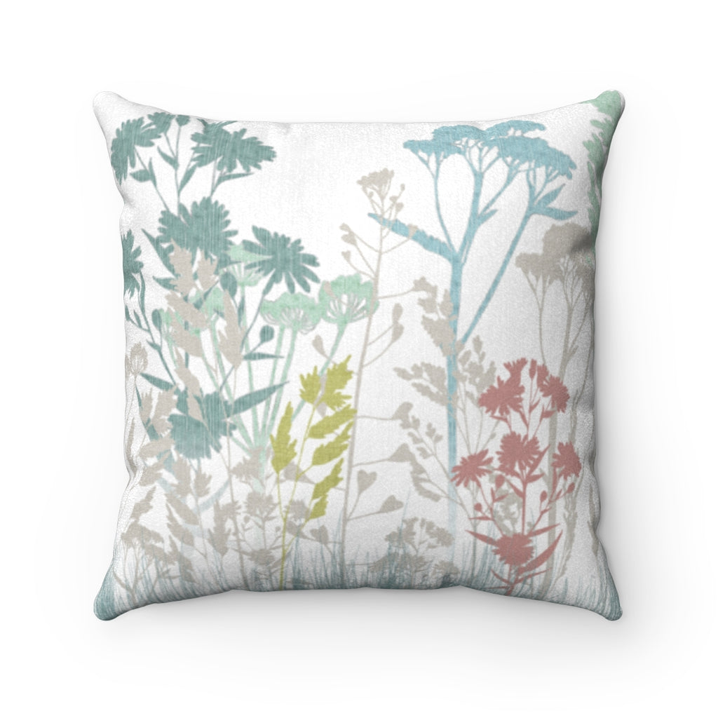 Springtime Square Throw Pillow in Aqua
