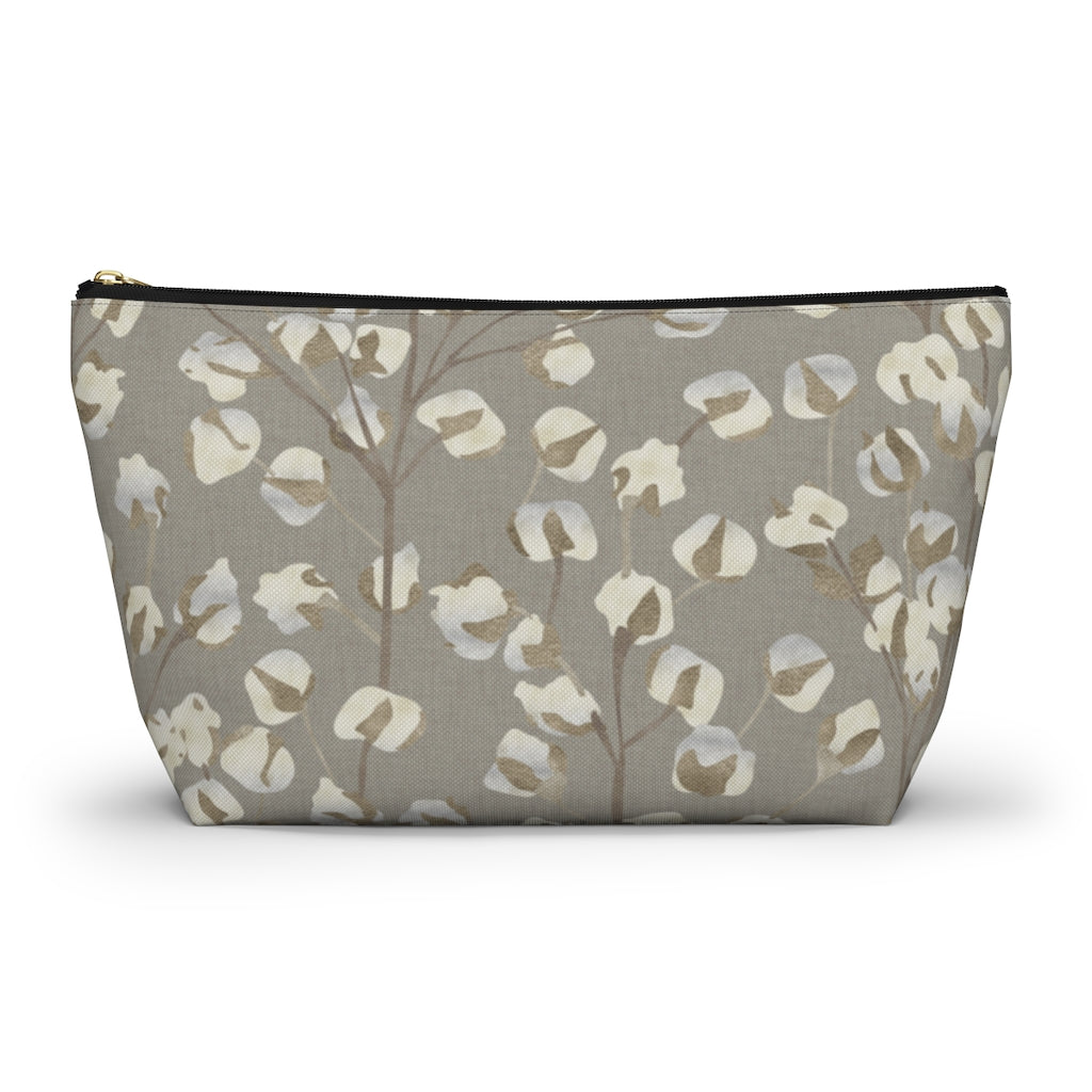 Cotton Branch Accessory Pouch w T-bottom in Brown
