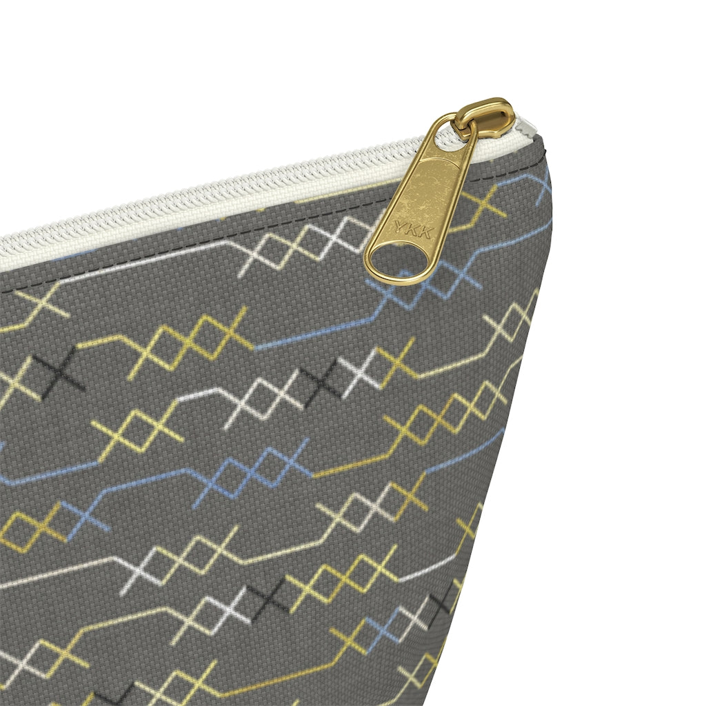 Santa Fe Stitch Accessory Pouch w T-bottom in Gray