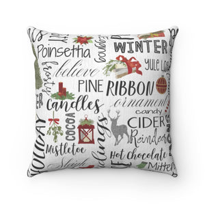 Holiday Cheer Square Throw Pillow in Black