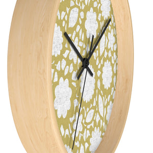 Floral Eyelet Lace Wall Clock in Gold