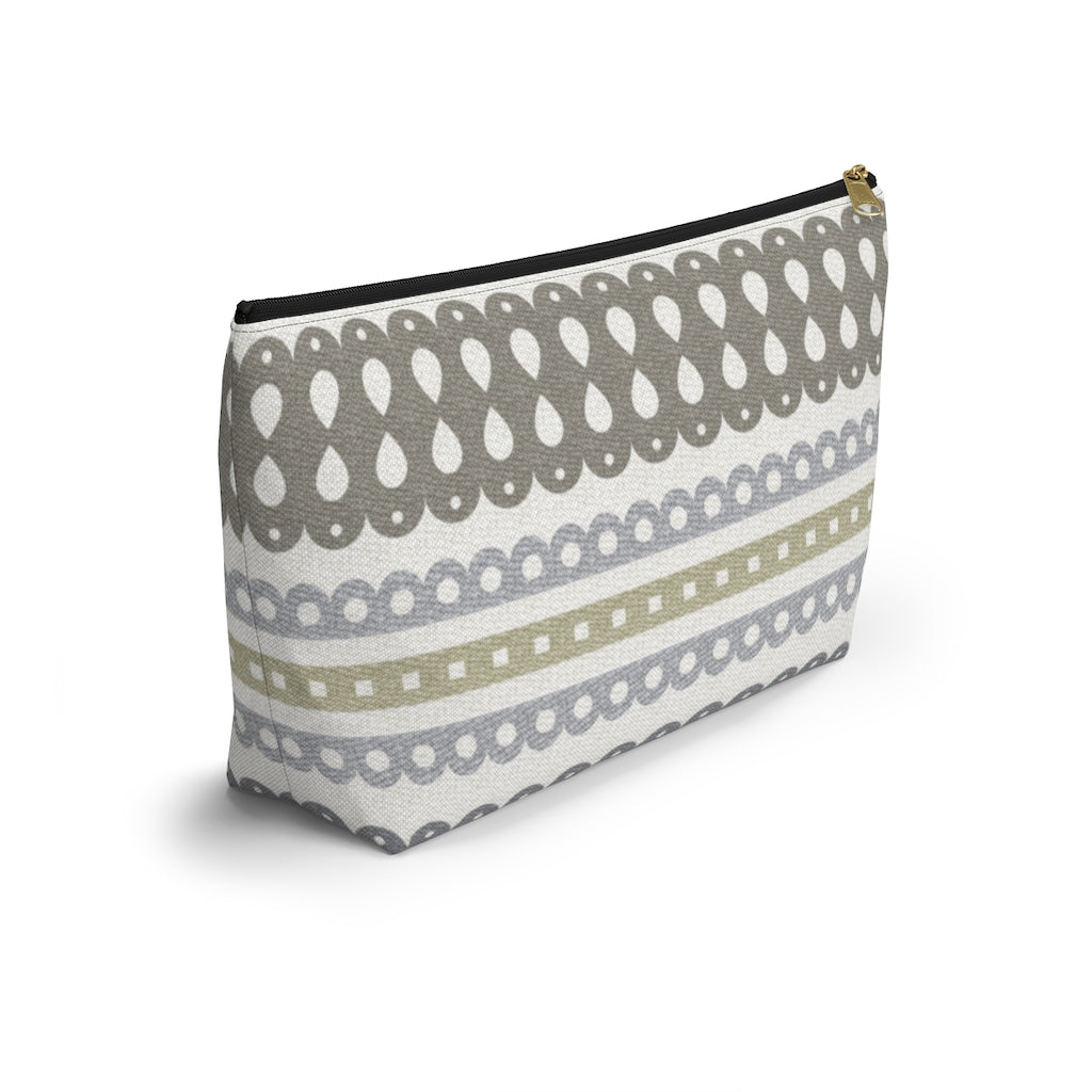 Ribbon Candy Accessory Pouch w T-bottom in Brown