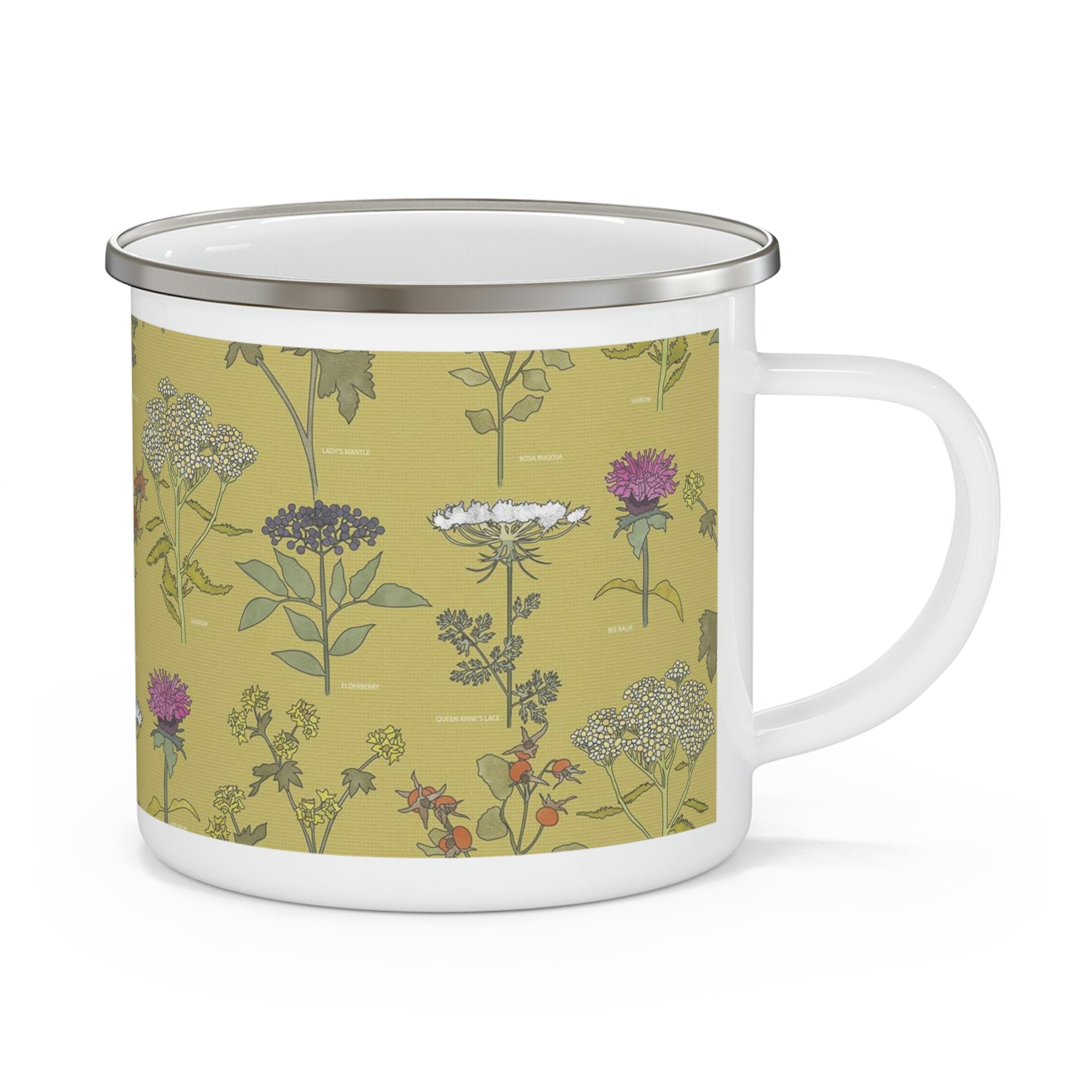 Healing Herbs Enamel Mug in Yellow