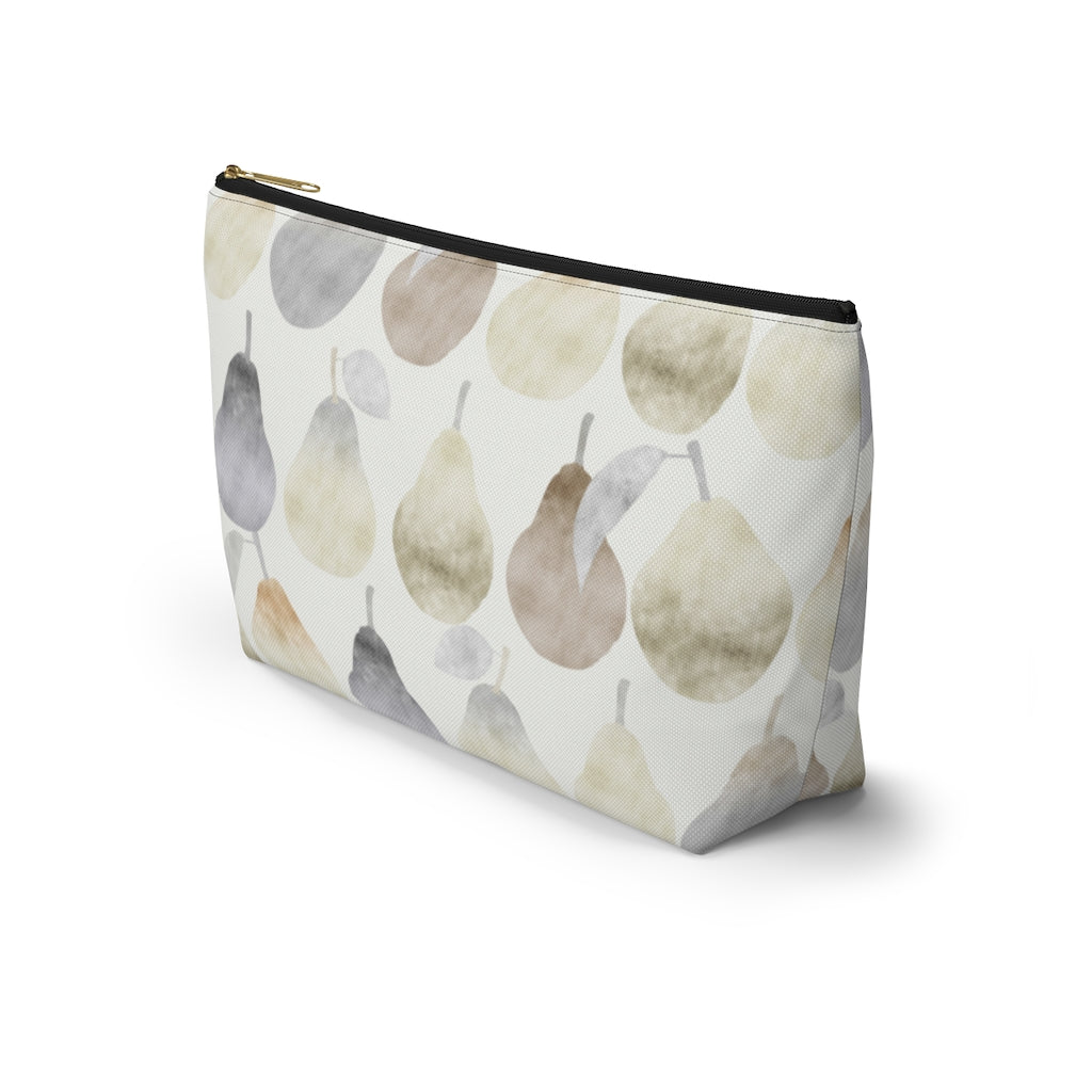 Watercolor Pears Accessory Pouch w T-bottom in Cream
