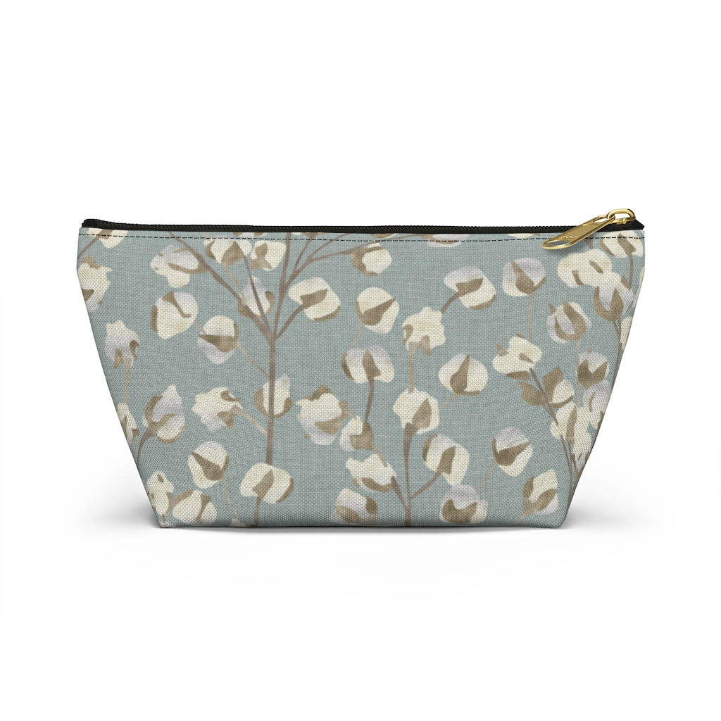 Cotton Branch Accessory Pouch w T-bottom in Aqua