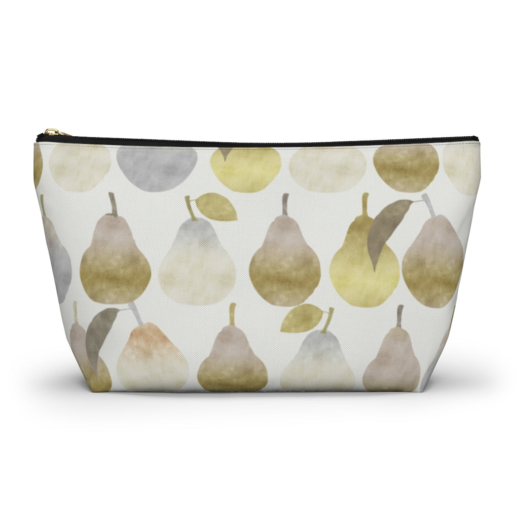 Watercolor Pears Accessory Pouch w T-bottom in Gold