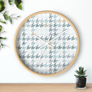 Plaid Houndstooth Wall Clock in Aqua