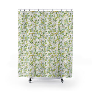 Cherry Plum Leaves Shower Curtain in Green