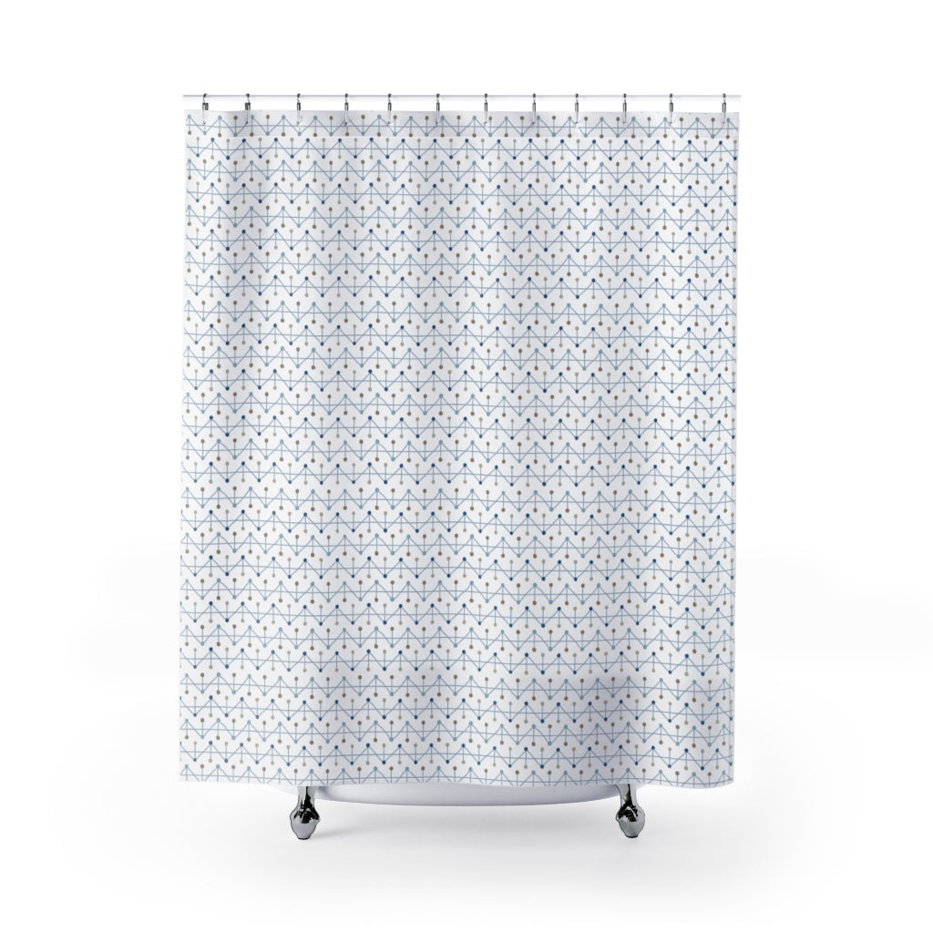 Polka Dot Chevron Shower Curtain in Blue