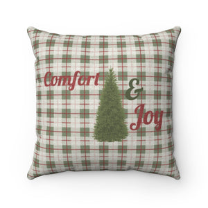 Comfort and Joy Square Throw Pillow in Green