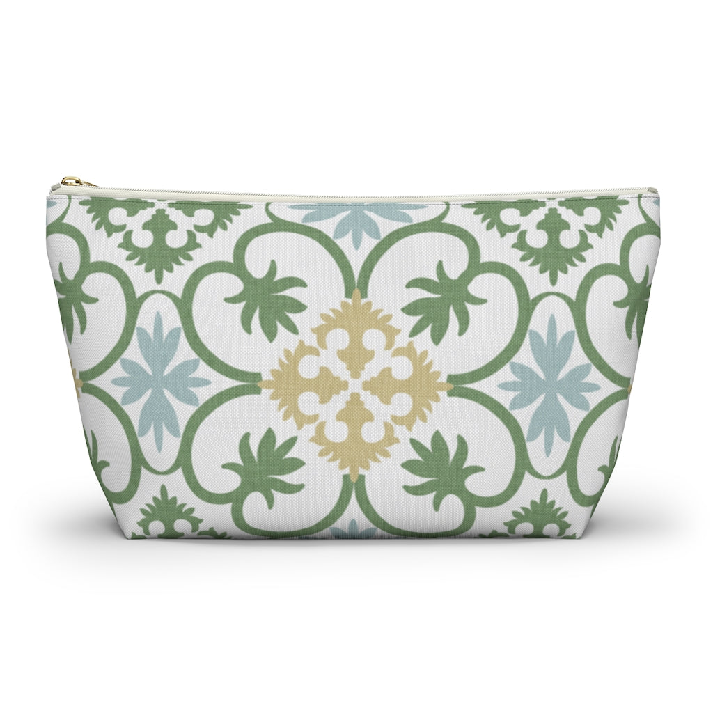 Portugal Tile Accessory Pouch w T-bottom in Green