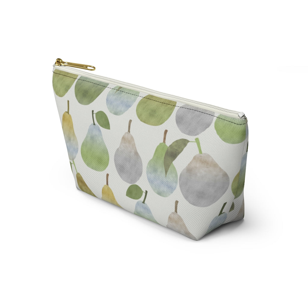 Watercolor Pears Accessory Pouch w T-bottom in Green