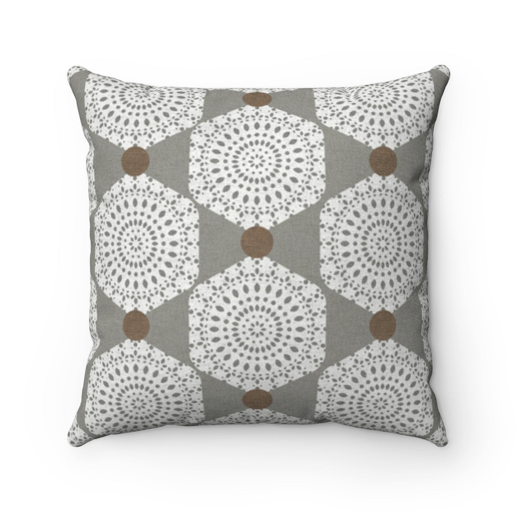 Lace Hexagon Square Throw Pillow in Gray