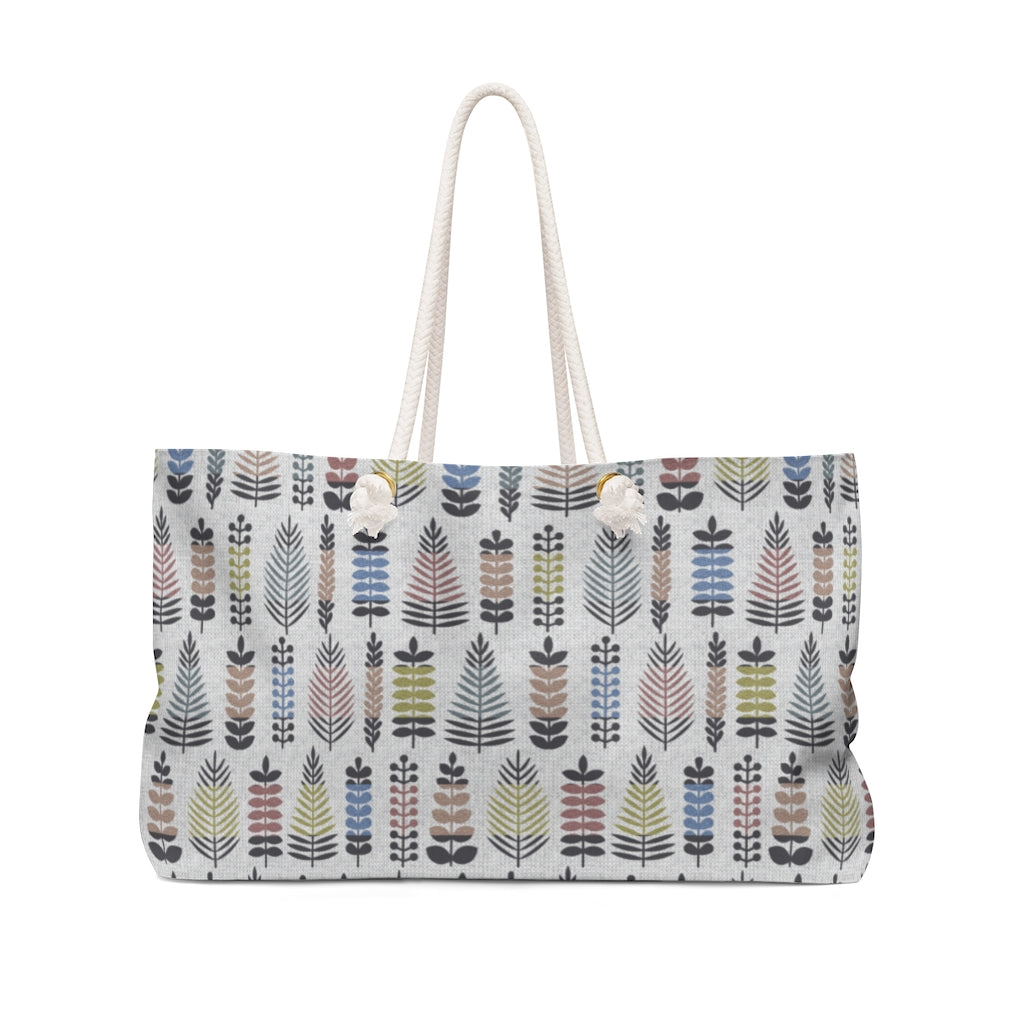 Stamped Leaves Weekender Bag in Black