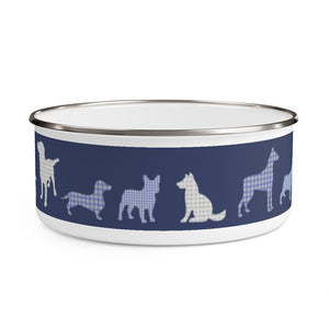 Dogs Enamel Bowl in Blue