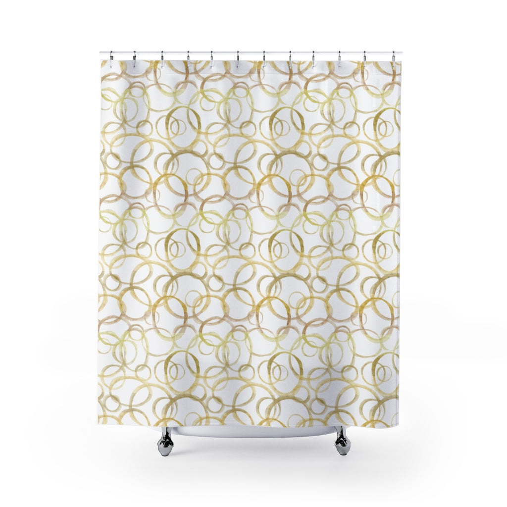 Watercolor Rings Shower Curtain in Gold