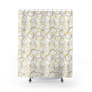 Watercolor Rings Shower Curtain in Gold
